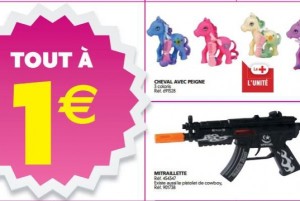 French supermarket Auchan apologizes to customers after marketing a toy AK-47 with a crescent moon and star, symbols associated with Islam. (Image from Auchan circular)