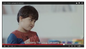 Still from film depicting Dutch children apologizing for terrorism. (YouTube)